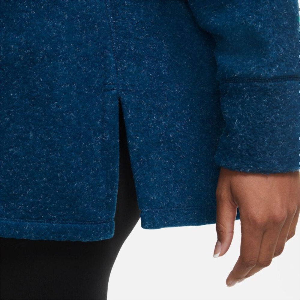 NIKE Fleece Cozy Funnel Cowl Neck Sweatshirt Blue Oversized Pocket Sweater XS - Picture 7 of 16